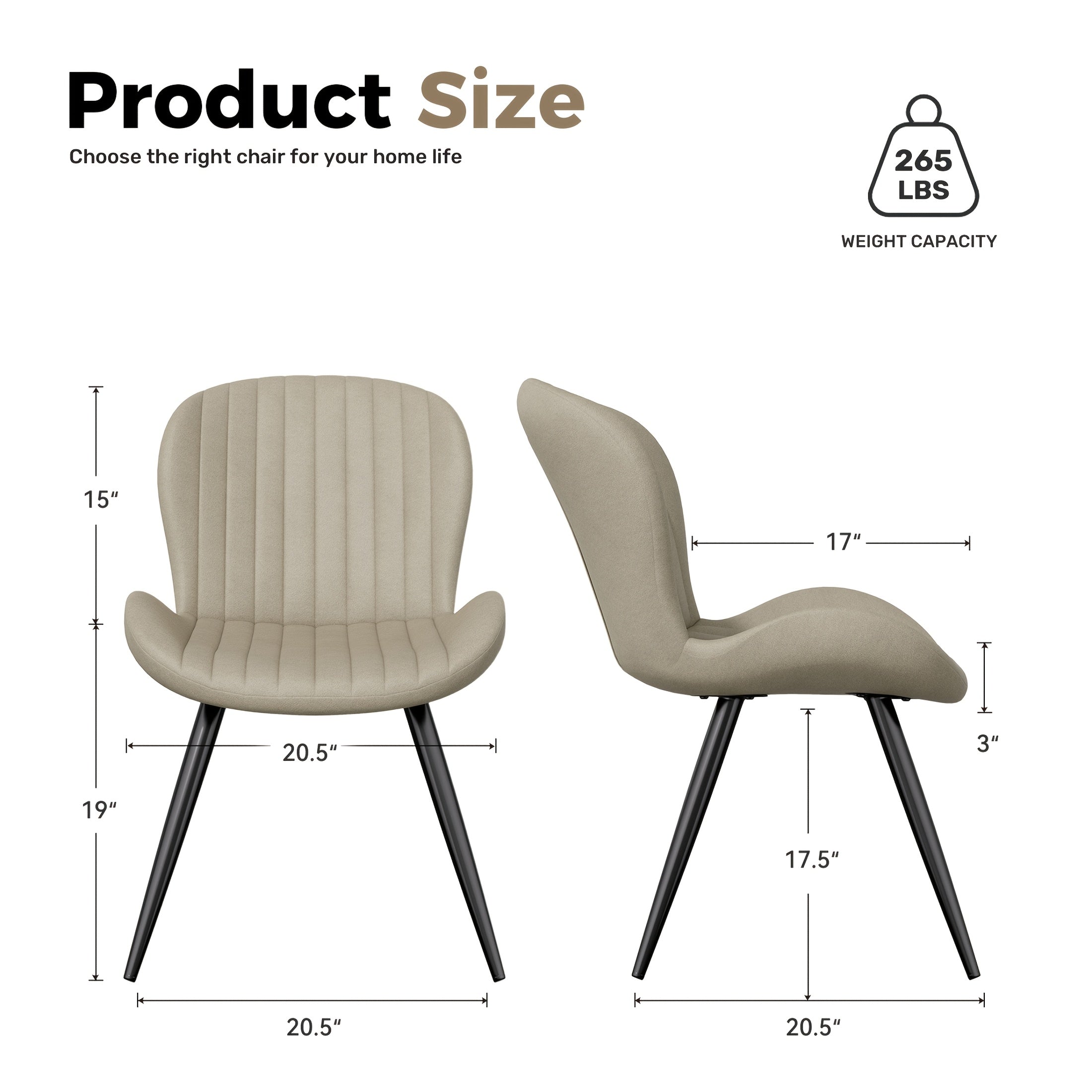 Set Of 2\u002F4 Dining Chairs, Boucle Upholstered Kitchen Chairs with Curved Backrest & Metal Legs