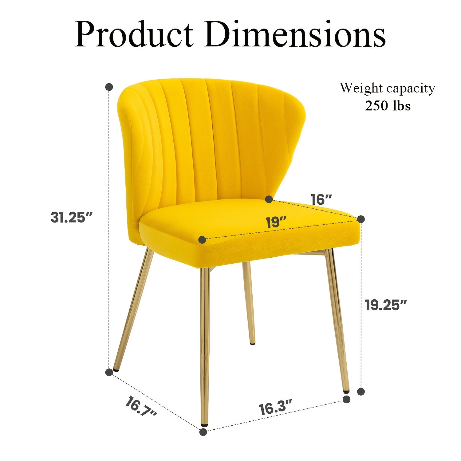 Mojay Modern Dining Chairs Set Of 2, Velvet Vanity Chairs with Golden Metal Legs for Kitchen