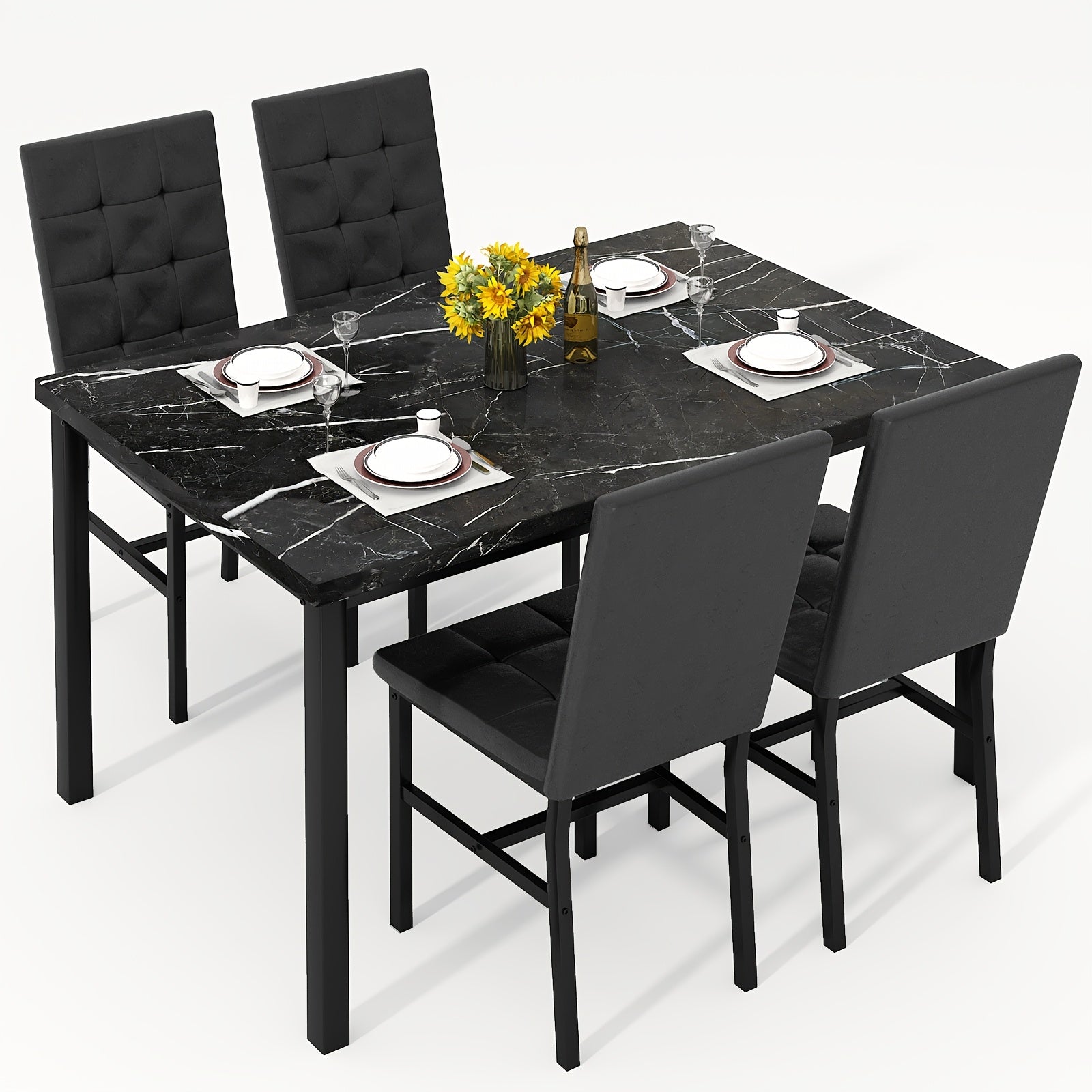 LAMERGE 5pcs Of Dining Table Set, Dining Room Table Set Can Be Used By 4 People, Kitchen Table Set