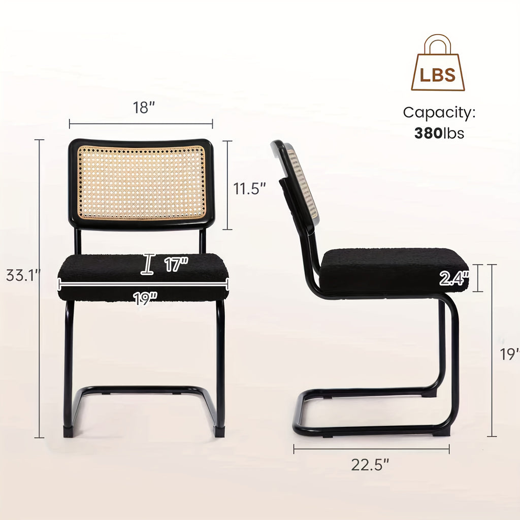 Retro Rattan Dining Chairs, Set Of 2\u002F4, Classic Boho Style Cantilever Kitchen Or Desk Chairs