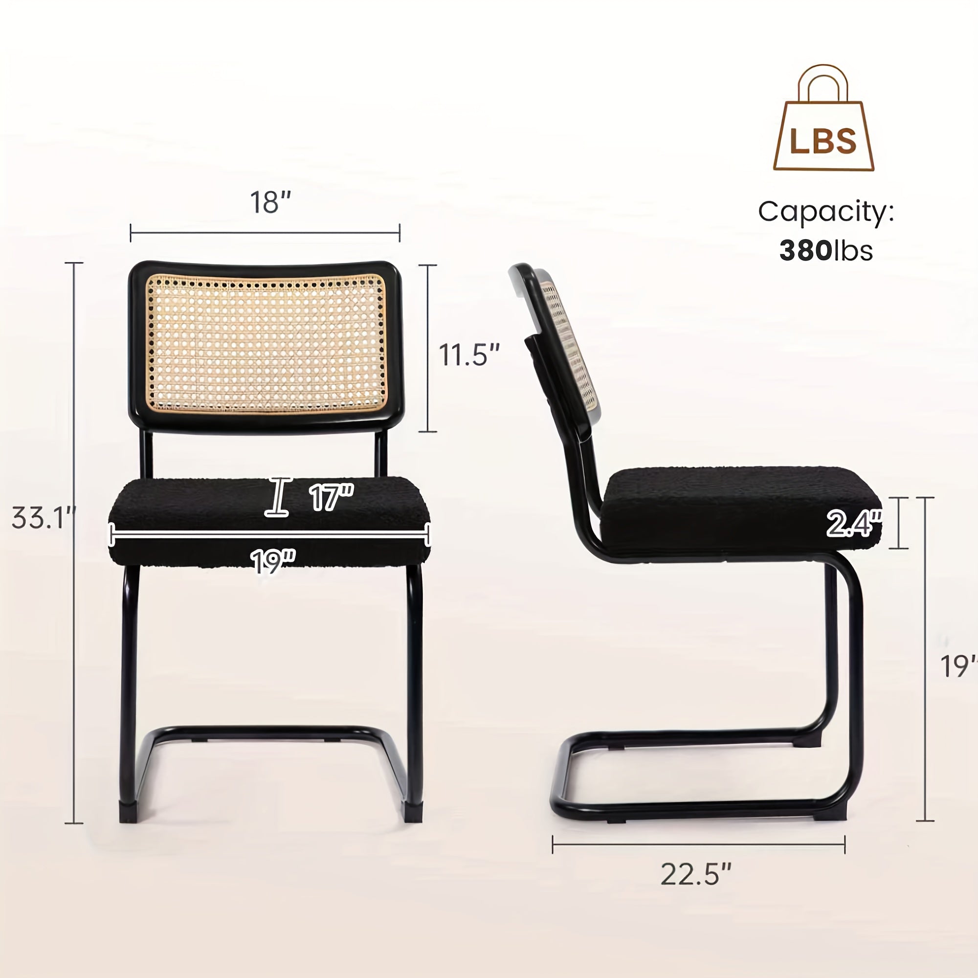 Retro Rattan Dining Chairs, Set Of 2\u002F4, Classic Boho Style Cantilever Kitchen Or Desk Chairs