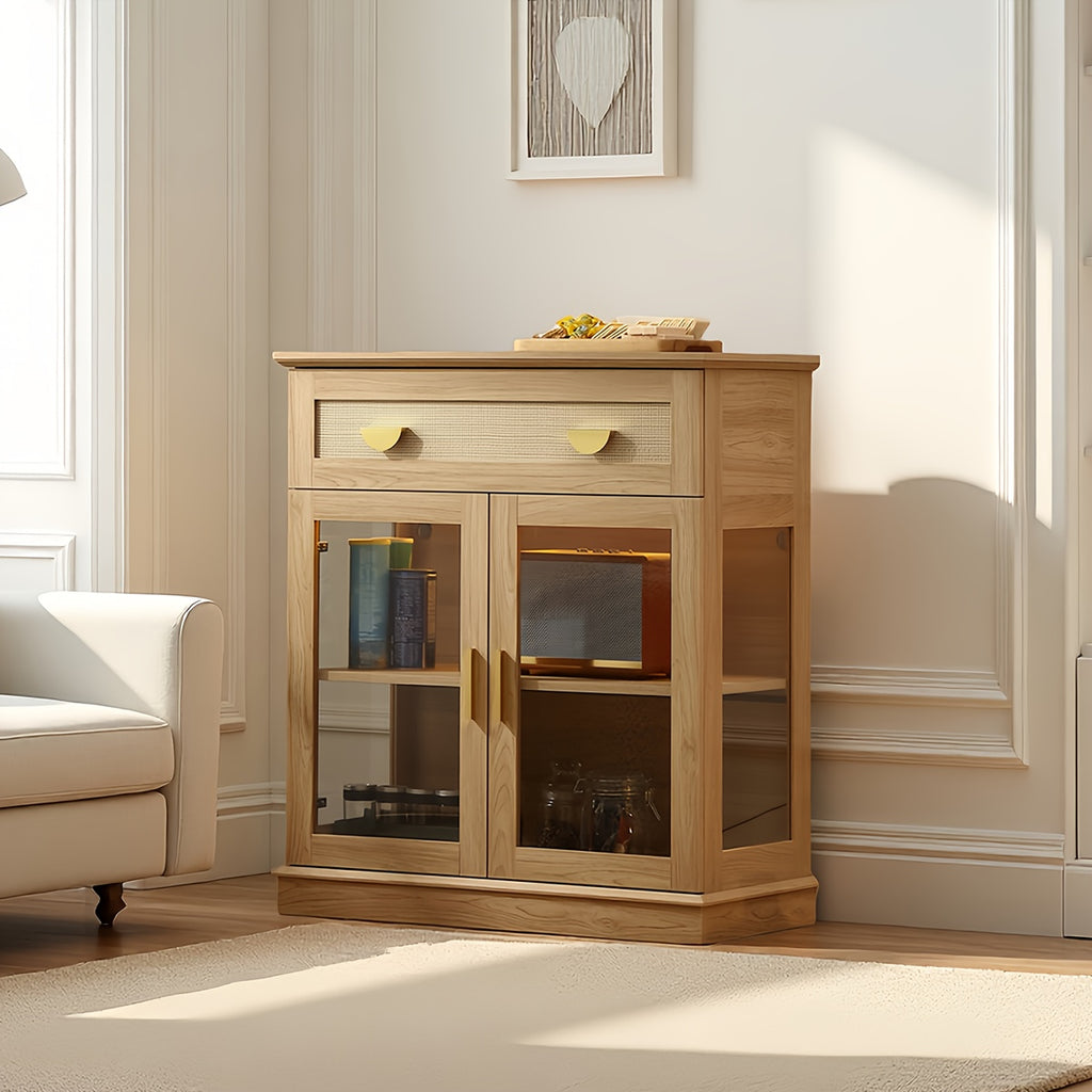 Modern Buffet Cabinet with Glass Door Storage - Adjustable Shelves & ≥3.2 Cu Ft Display Cabinet