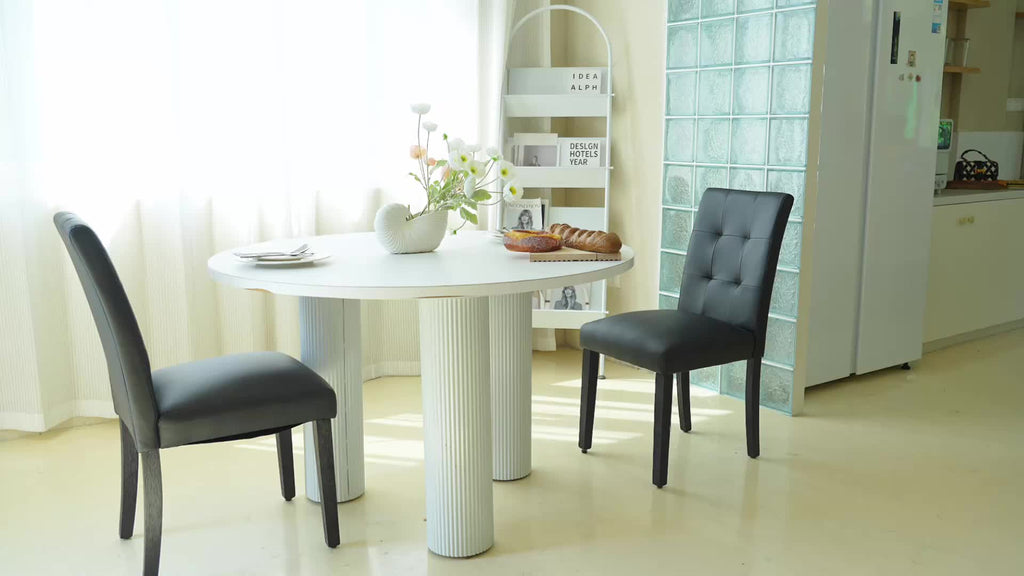 Set of 2 Faux PU Leather Upholstered Dining Chairs for Home Kitchen Living Room