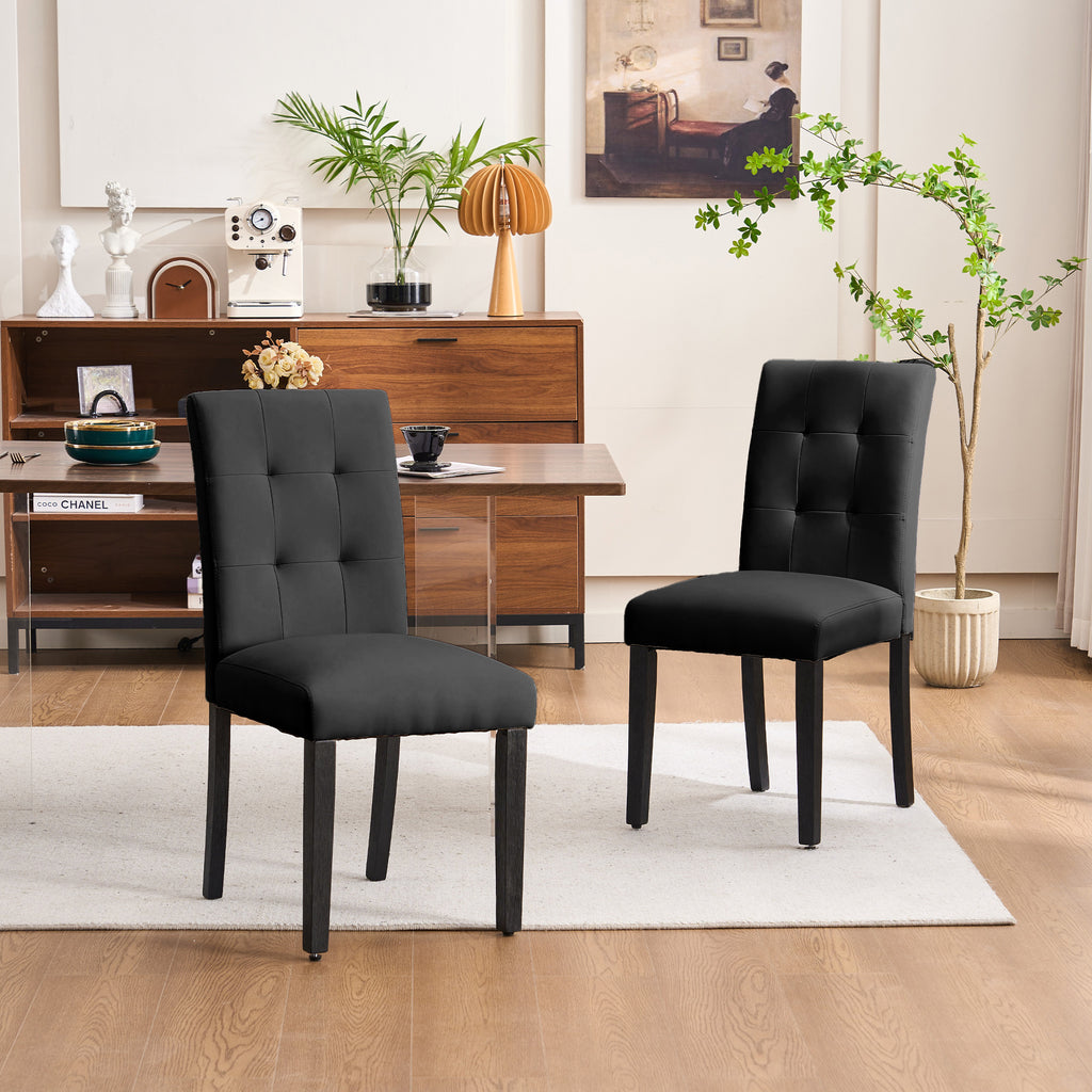 Set of 2 Faux PU Leather Upholstered Dining Chairs for Home Kitchen Living Room