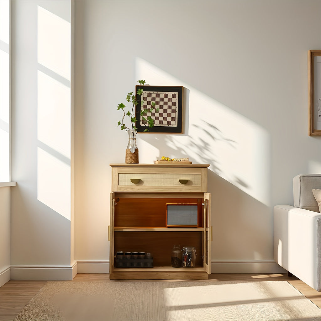 Modern Buffet Cabinet with Glass Door Storage - Adjustable Shelves & ≥3.2 Cu Ft Display Cabinet