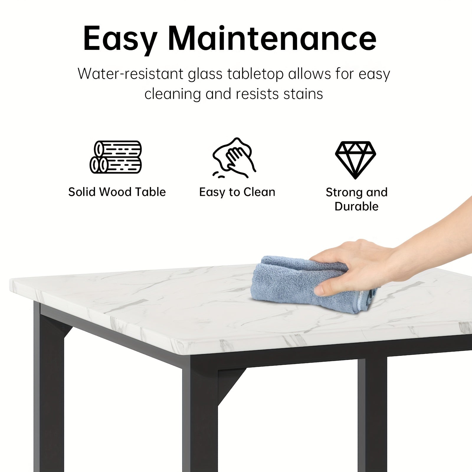 5pcs Dining Table And Chair Set with Imitation Marble Texture