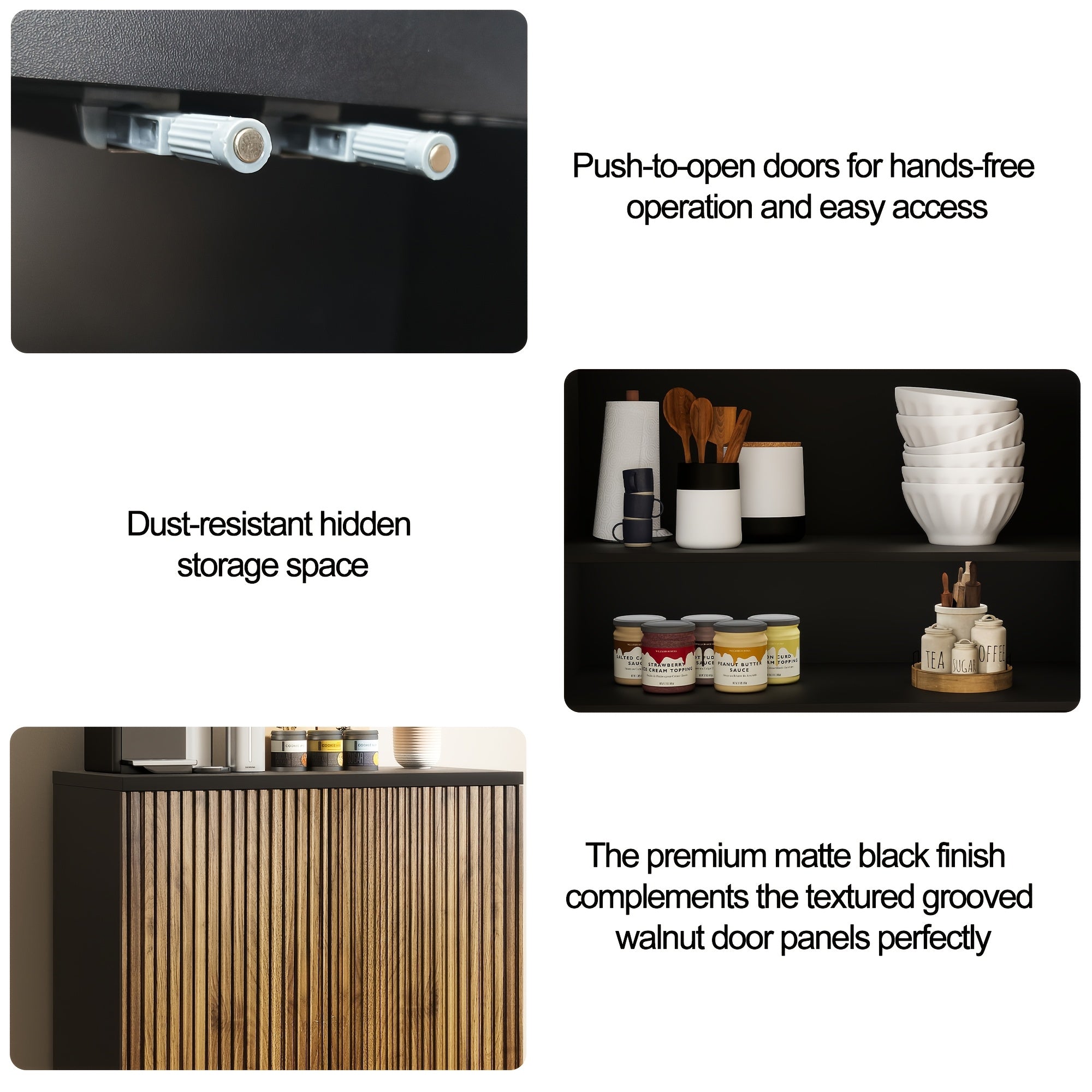 Vertical Ribbed Walnut End Thermoformed Two-Door Cabinet