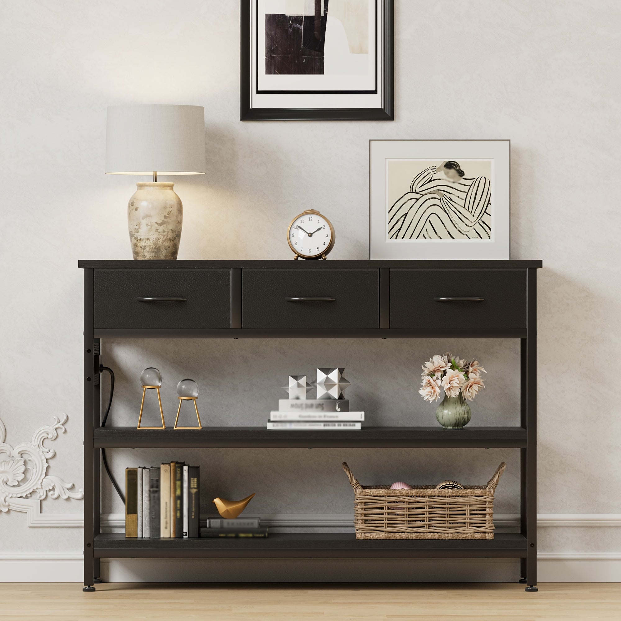 3-Tier Console Table with Charging Station