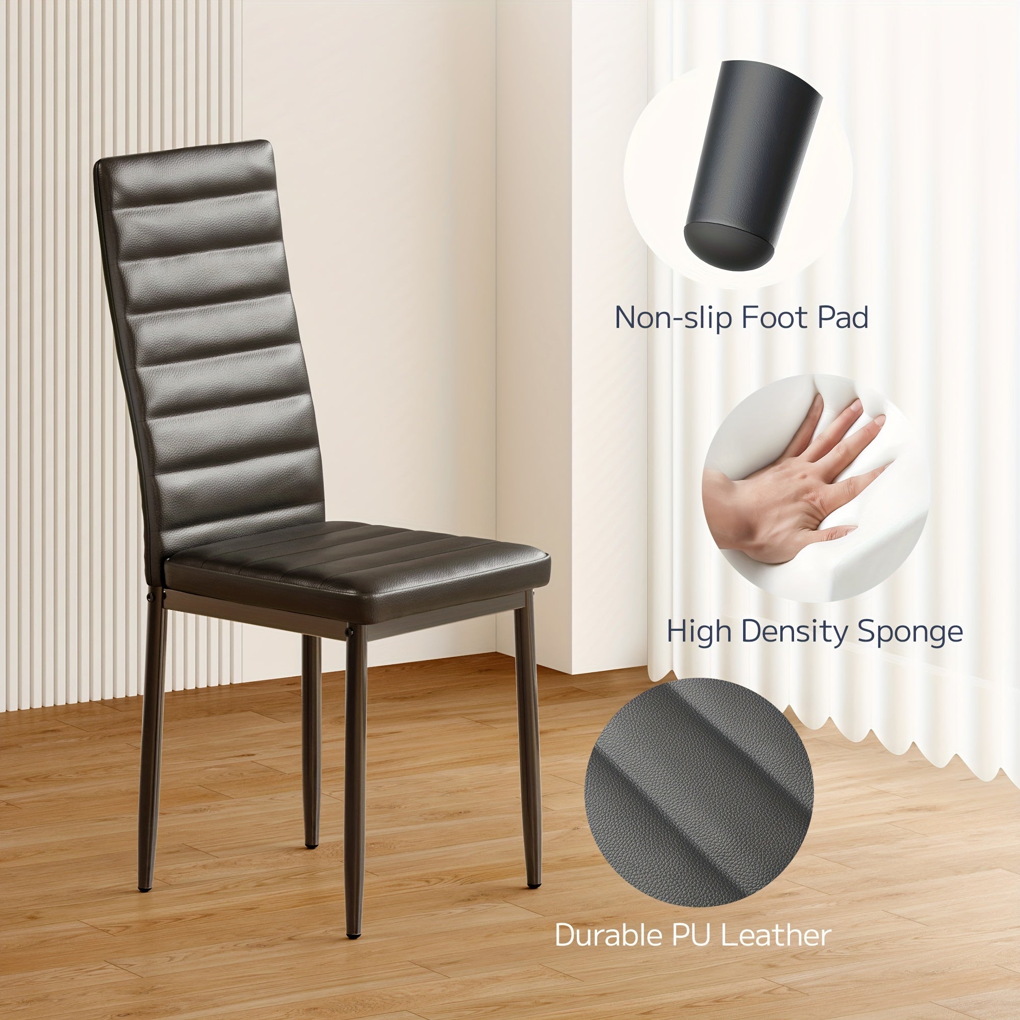 Glass Dining Table Sets for 6, 7pcs Kitchen Table and Chairs Set for 6 Person