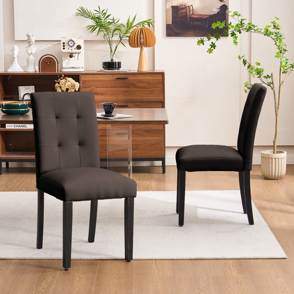 Set of 2 Faux PU Leather Upholstered Dining Chairs for Home Kitchen Living Room
