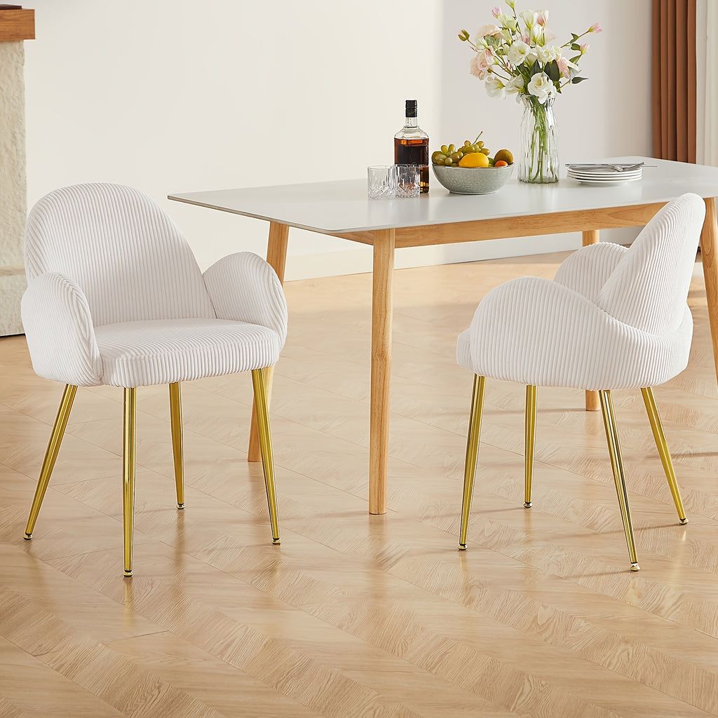 Set of 2 Modern Dining Chairs with Upholstered Cushioned Seats & Sturdy Metal Legs