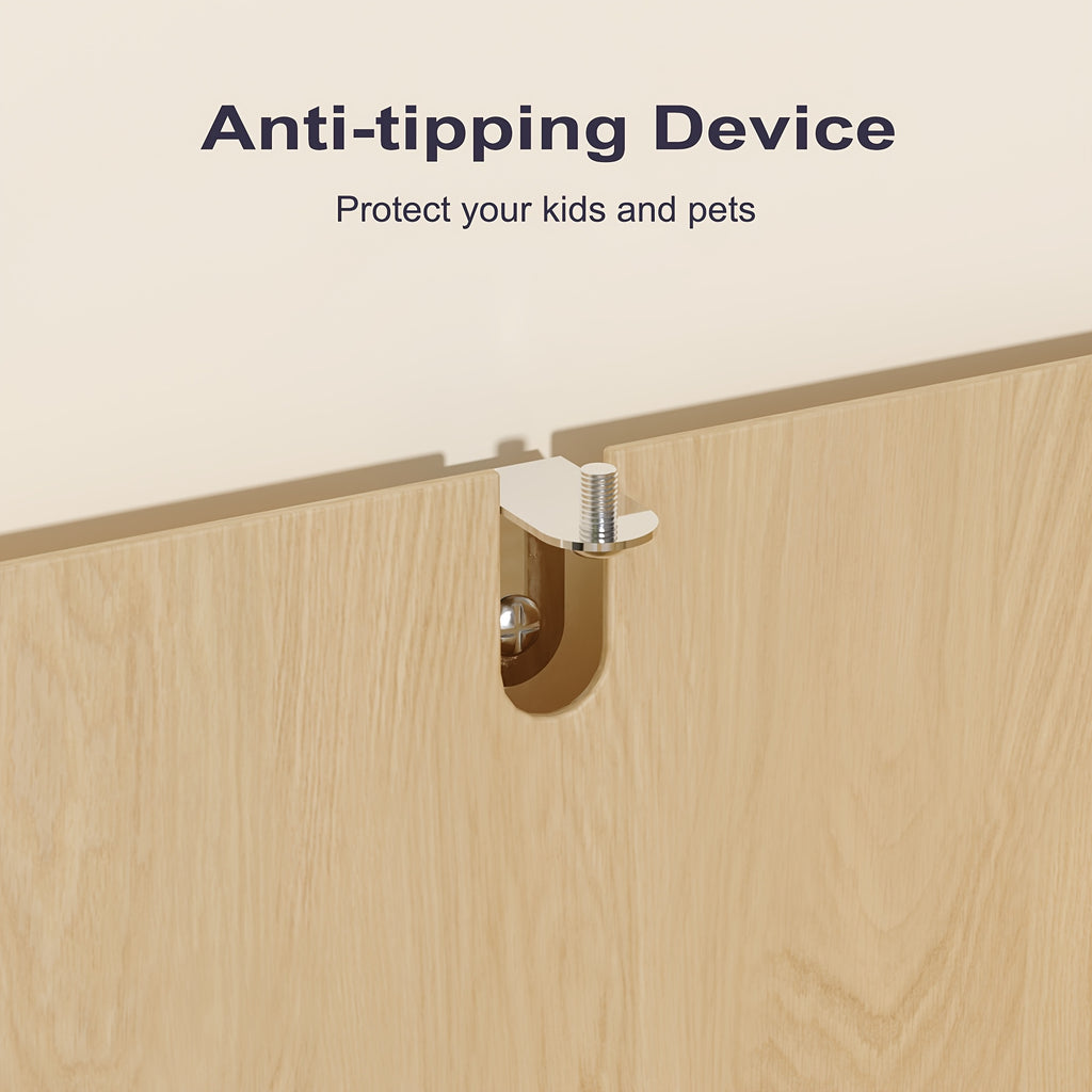 MHOM Rattan Buffet Sideboard Cabinet with Storage, Boho Kitchen Cabinet with Drawer & 2 Doors