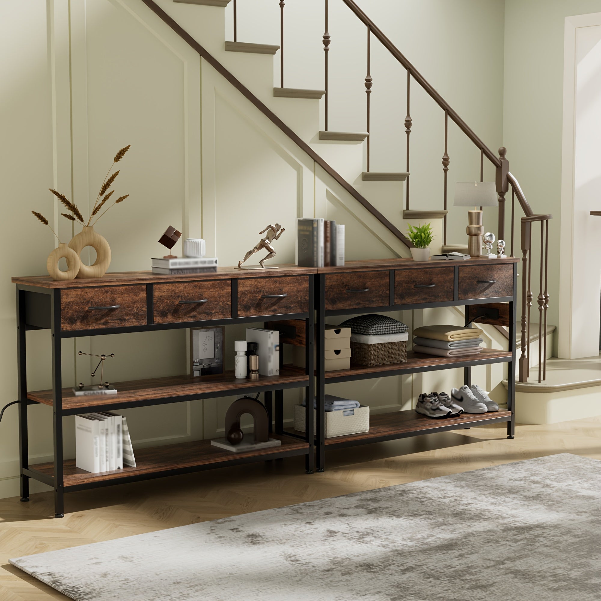 3-Tier Console Table with Charging Station