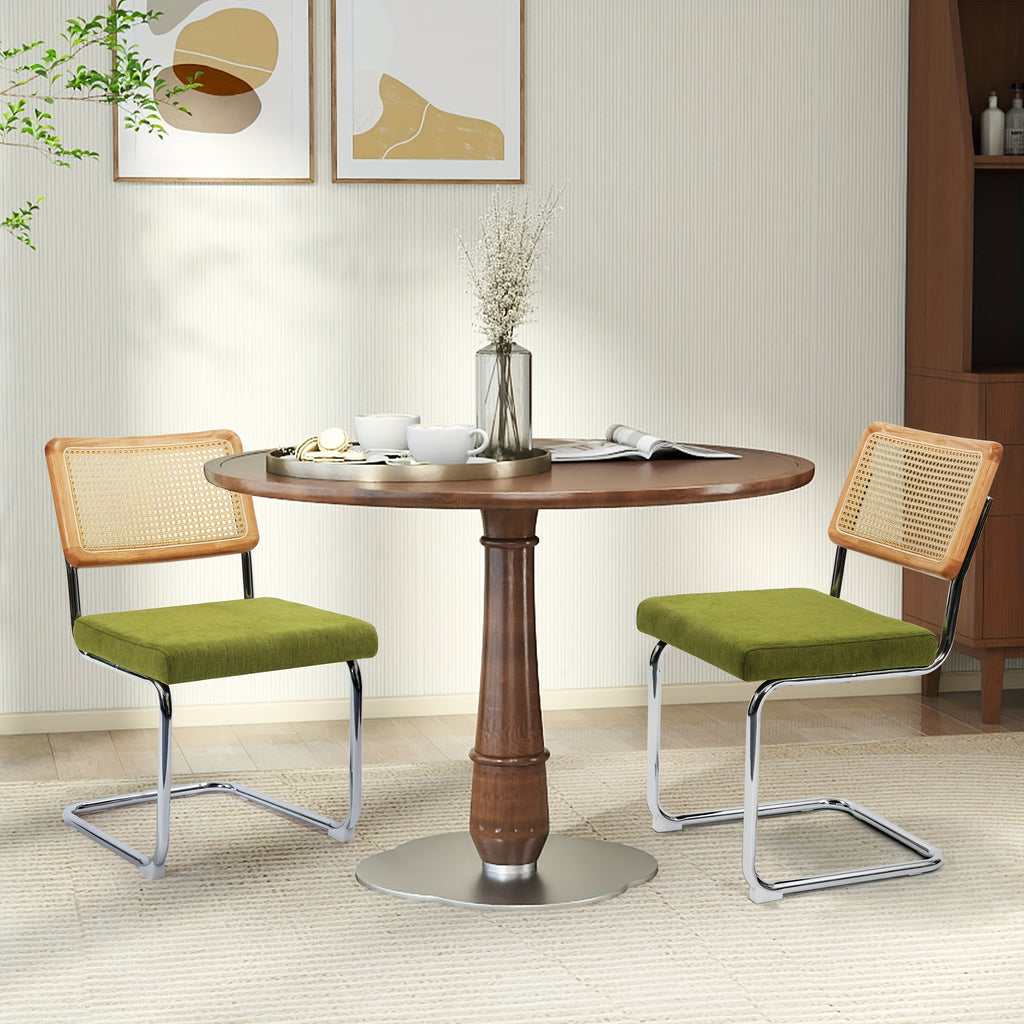 Retro Rattan Dining Chairs, Set Of 2\u002F4, Classic Boho Style Cantilever Kitchen Or Desk Chairs