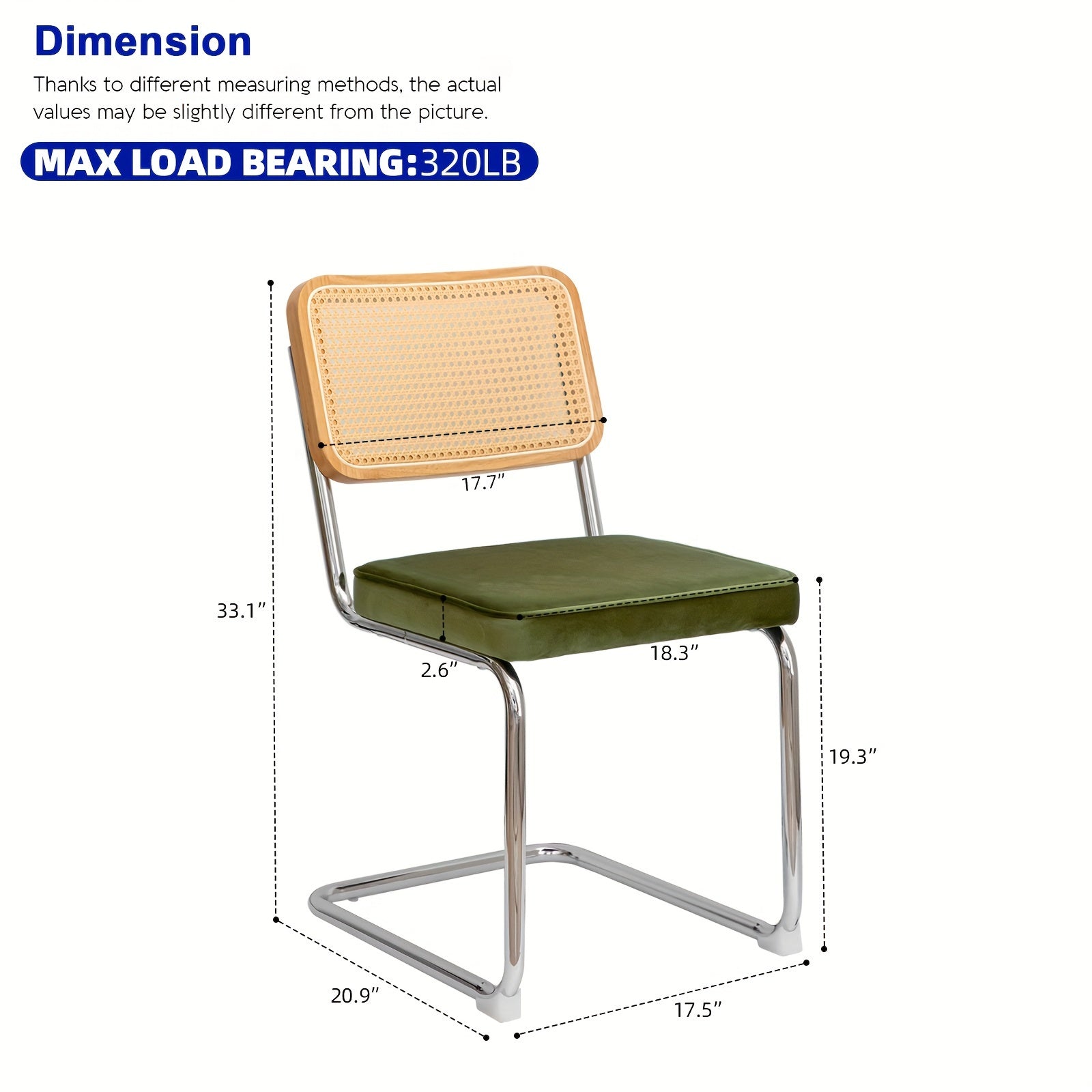 Set of Two Dining Chairs Featuring Velvet And Rattan, Designed with Chrome Legs
