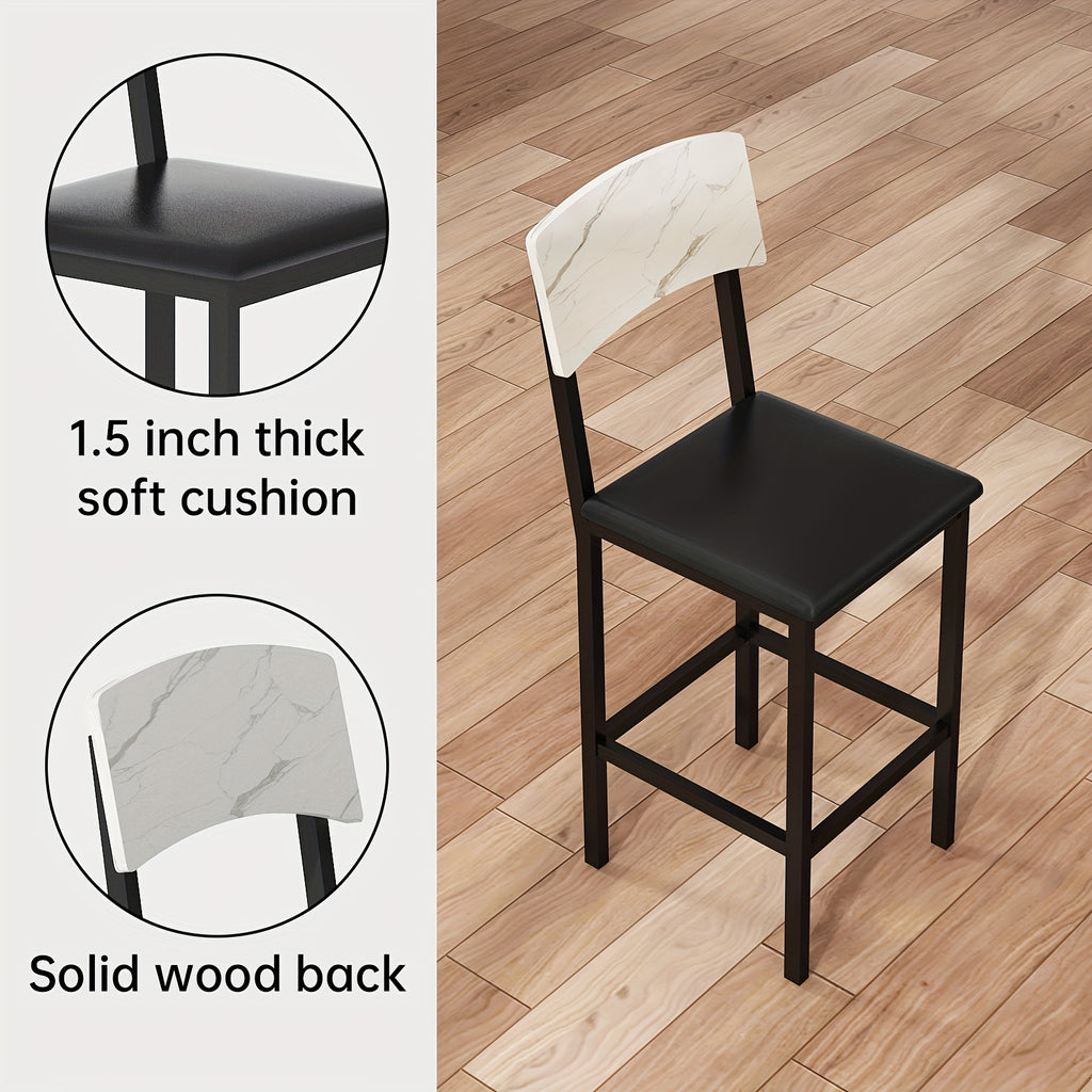 5pcs Dining Table And Chair Set with Imitation Marble Texture