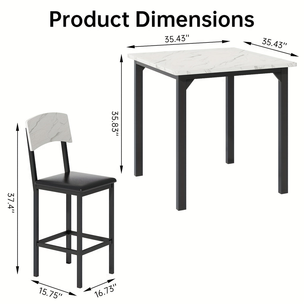5pcs Dining Table And Chair Set with Imitation Marble Texture