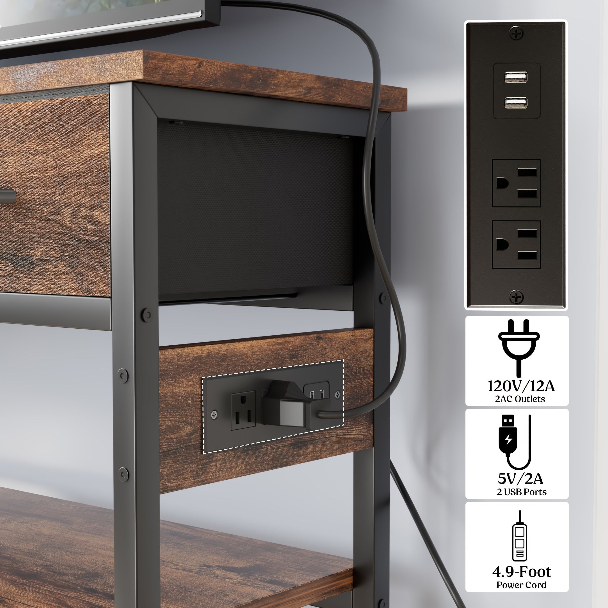3-Tier Console Table with Charging Station