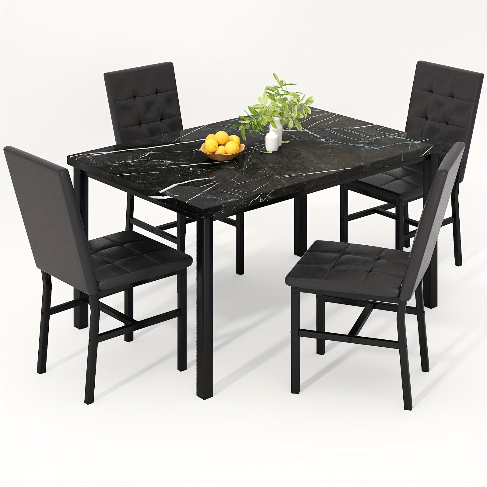LAMERGE 5pcs Of Dining Table Set, Dining Room Table Set Can Be Used By 4 People, Kitchen Table Set
