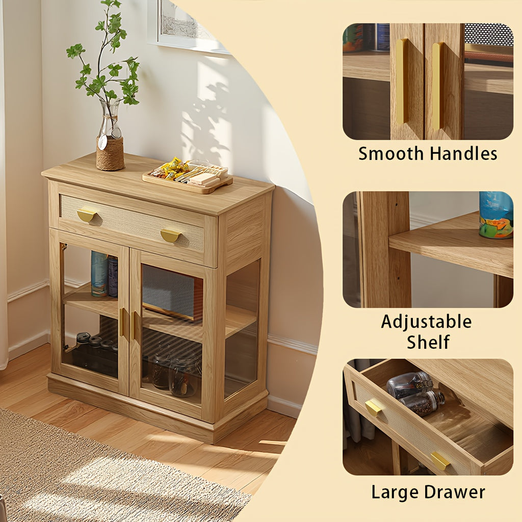 Modern Buffet Cabinet with Glass Door Storage - Adjustable Shelves & ≥3.2 Cu Ft Display Cabinet