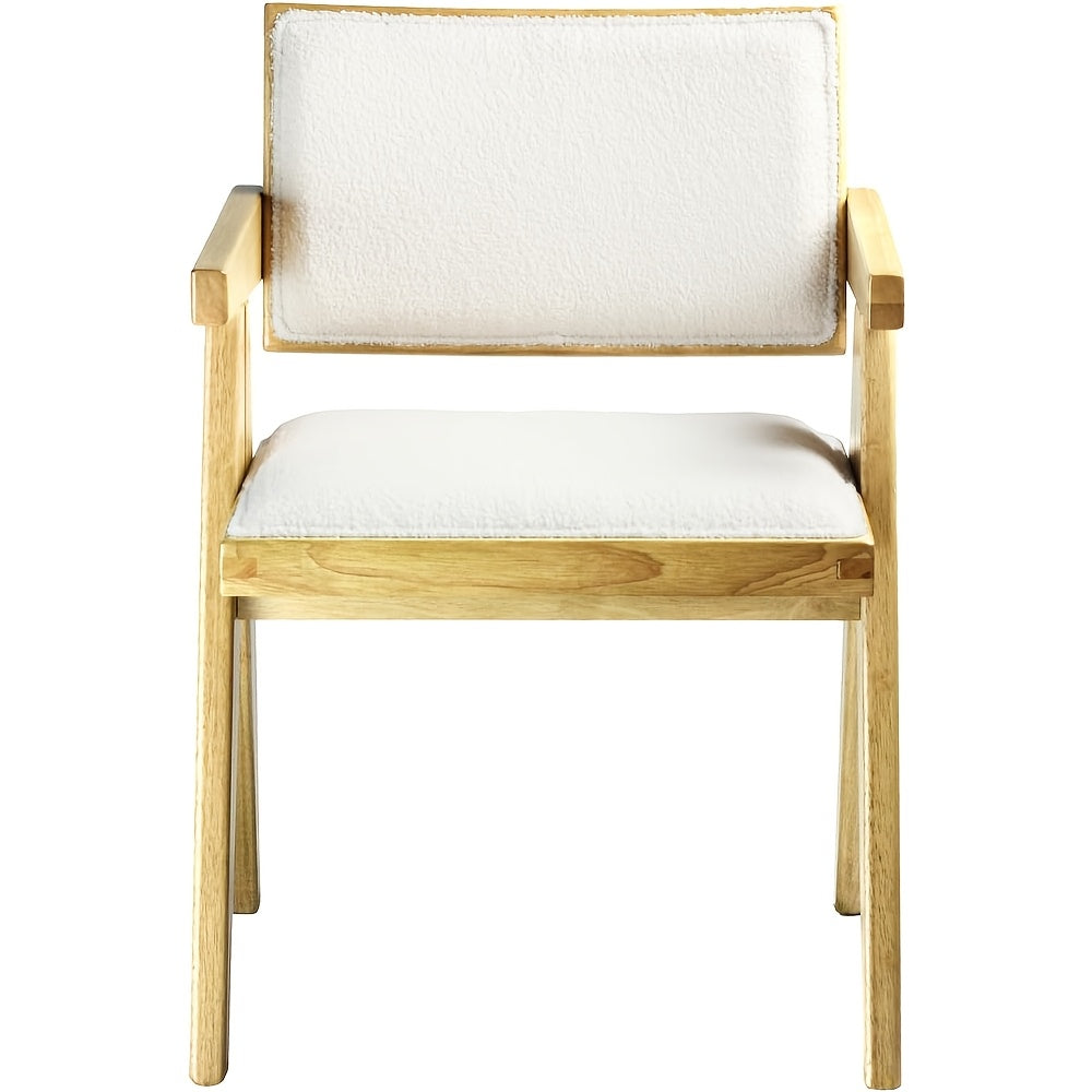 Set of 2 Modern Farmhouse Dining Chairs with Arms Boucle Upholstered Dining Room