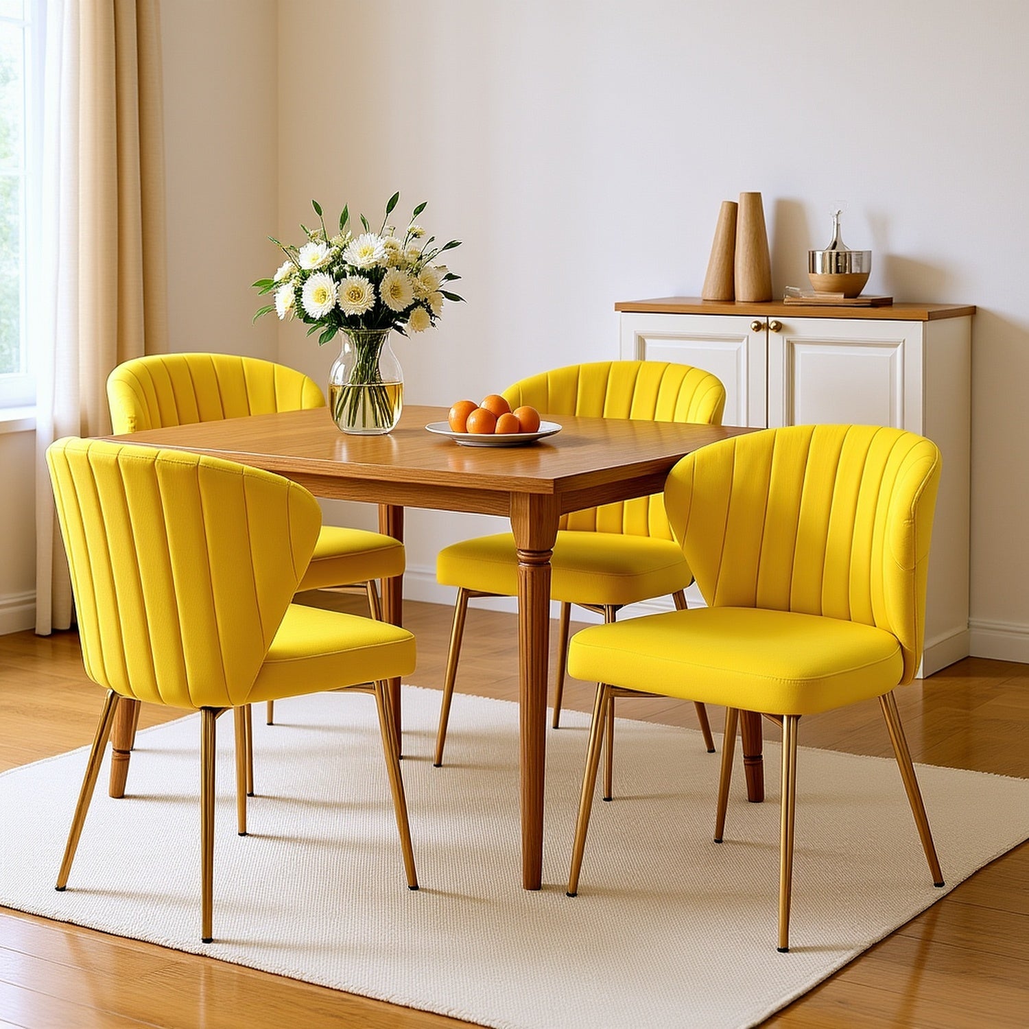 Mojay Modern Dining Chairs Set Of 2, Velvet Vanity Chairs with Golden Metal Legs for Kitchen