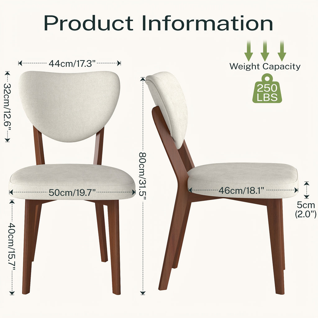 KERDOM Classic Dining Chairs Set Of 4, Armless Farmhouse Style Restaurant Chair Balcony Guest Chair