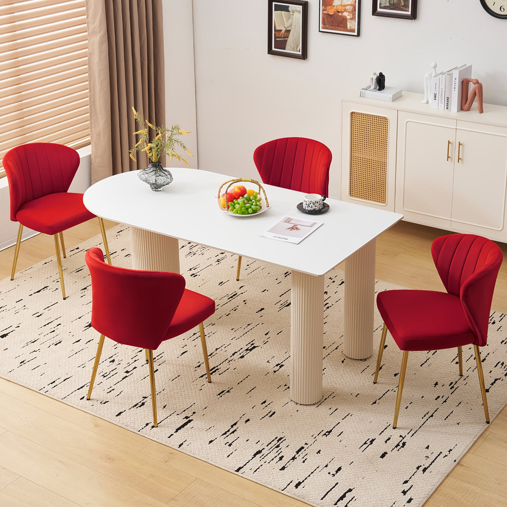 Mojay Modern Dining Chairs Set Of 2, Velvet Vanity Chairs with Golden Metal Legs for Kitchen