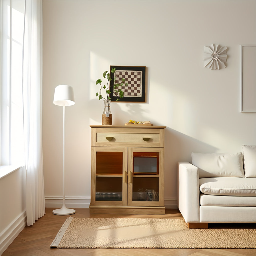 Modern Buffet Cabinet with Glass Door Storage - Adjustable Shelves & ≥3.2 Cu Ft Display Cabinet